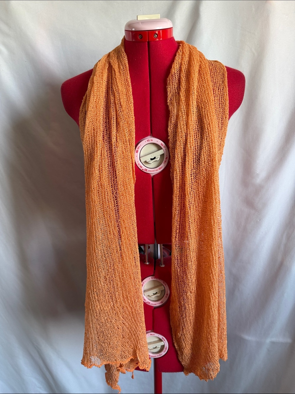 Lightweight Orange Open-Weave Scarf for Women